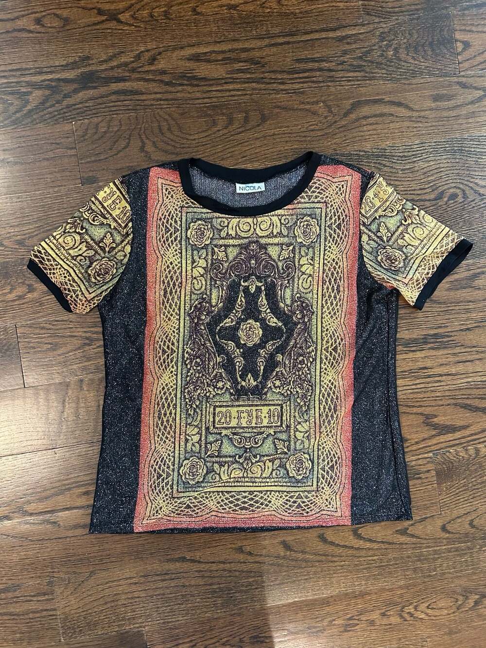 Nicola Graphic Print Shimmer Short Sleeve T-Shirt
